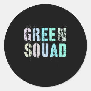 Vintage Green Squad War Game Winners Wear Team Col Classic Round Sticker