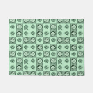 Vintage Green St Patrick retro shamrock pattern  D Doormat