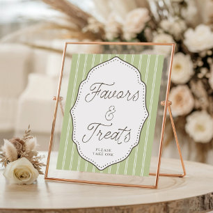 Vintage Green Stripe Favours and Treats Sign