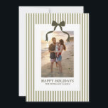 Vintage Green Stripes And Bow Photo Holiday Card<br><div class="desc">This holiday card features a photo and vintage green stripes and a bow to send holiday greetings to friends and family.</div>