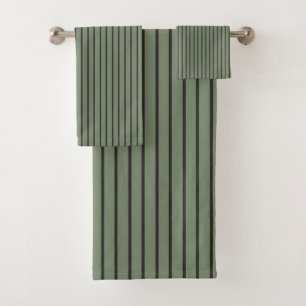 Vintage Green Stripes Bath Towel Set