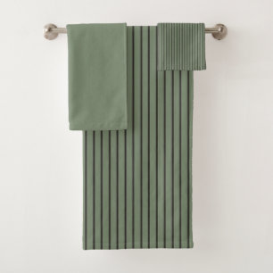 Vintage Green Stripes Bath Towel Set