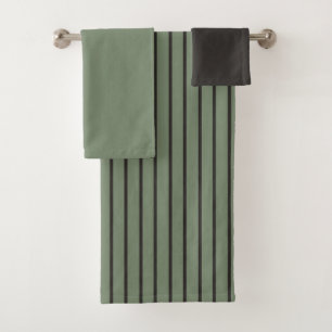 Vintage Green Stripes Bath Towel Set
