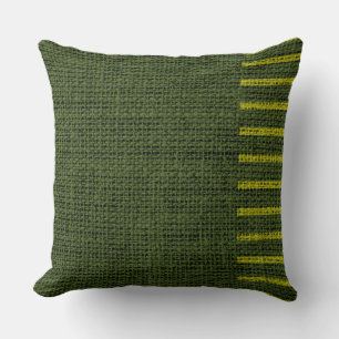 Vintage Green Stripes Burlap Linen Rustic Jute Cushion