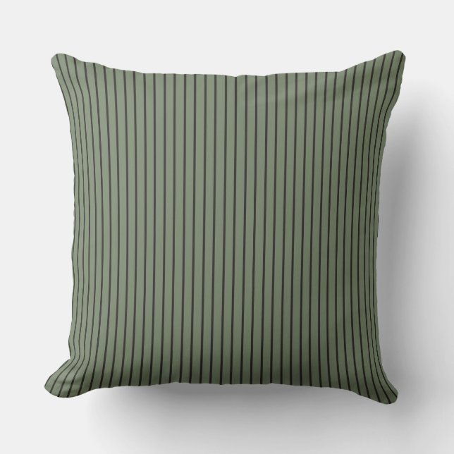 Vintage Green Stripes Cushion (Front)