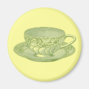 Vintage Green Tea Cup Magnet