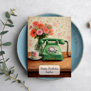 Vintage Green Telephone Card
