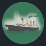 Vintage Green Titanic Ship Christmas Classic Round Sticker<br><div class="desc">Vintage Green Titanic Ship Christmas Classic Round Sticker .  Perfect for wrapping up all those personalised Titanic puzzles,  shirts,  hats,  mouse pads,  mugs and other great gift items in my Oceans_for_you store.  This design is also available in wrapping paper sheets,  wrapping paper rolls,  and gift bags.</div>