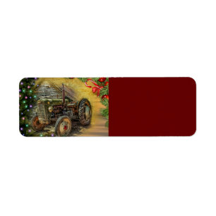 Vintage Green Tractor Christmas Return Address Label
