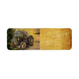 Vintage Green Tractor Rustic Old Barn Return Address Label