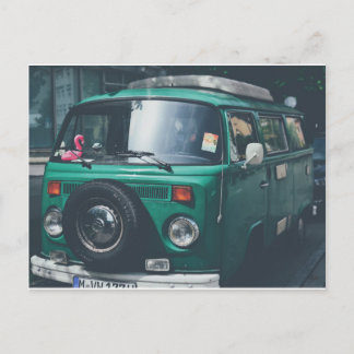 VINTAGE GREEN VAN POSTCARD