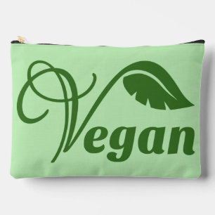 Vintage Green Vegan Logo Leaf Accessory Pouch