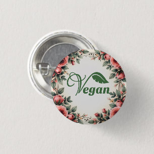 Vintage Green Vegan Logo Leaf by Bearnd 3 Cm Round Badge