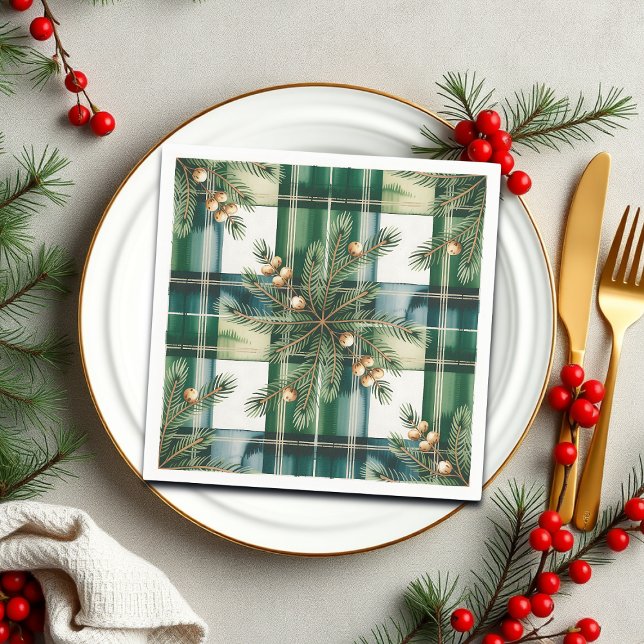 Vintage Green White Gingham Pattern Napkin (Creator Uploaded)