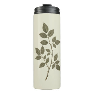 Vintage Green Wild Rose Branch Thermal Tumbler