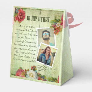 Vintage Green Wooden Floral Romantic Love Letter Favour Box