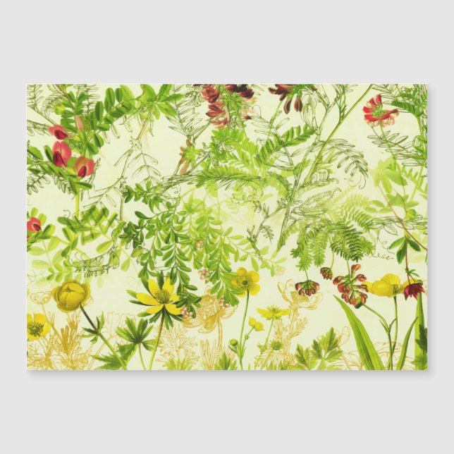 Vintage Green Woodland Botanical Leaves Wildflower (Front)