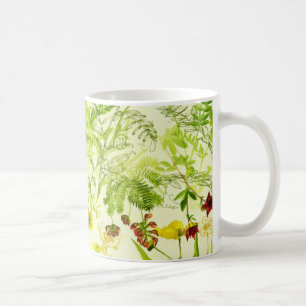 Vintage Green Woodland Botanical Leaves Wildflower Coffee Mug