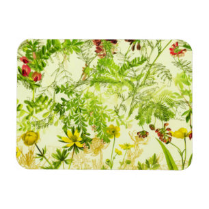 Vintage Green Woodland Botanical Leaves Wildflower Magnet