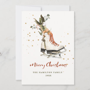 Vintage Greenery Family Christmas Photo  Holiday Card
