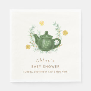 Vintage Greenery Orange Par-Tea Baby Shower  Napkin