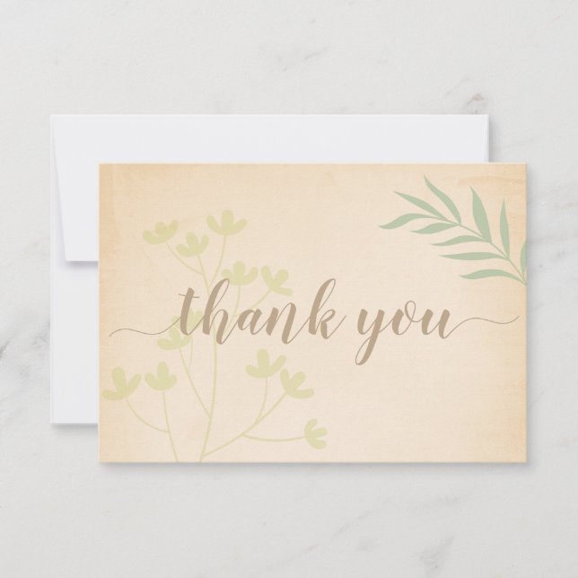 Vintage Greenery  Thank You Card (Front)
