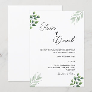Vintage Greenery Wedding Invitation