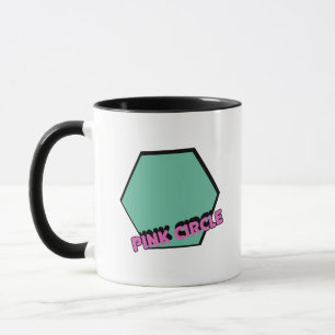 Vintage Greenish Hexagon with Pink Circle Text Mug