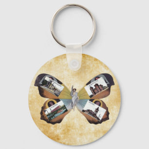 Vintage Greenville South Carolina Fairy Lady art Key Ring