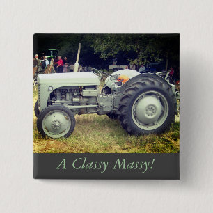Vintage greeny Grey massey fergison tractor photo 15 Cm Square Badge