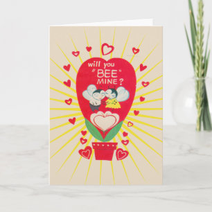 Vintage Greeting Card Valentine will you Bee mine