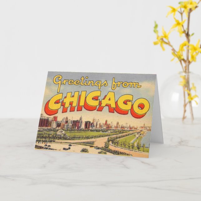 Vintage Greeting from Chicago Card (Yellow Flower)