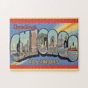 Vintage Greeting from Chicago  Jigsaw Puzzle