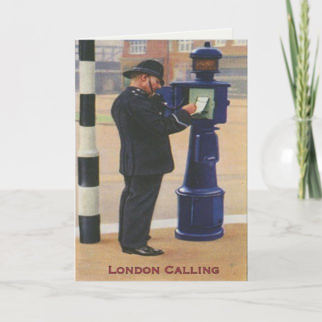 Vintage Greetingcard With London Police Calling Card (Front)