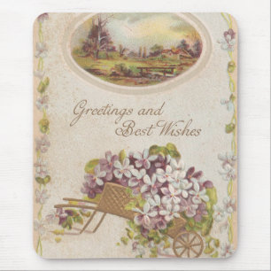 Vintage Greetings and Best Wishes Mouse Pad