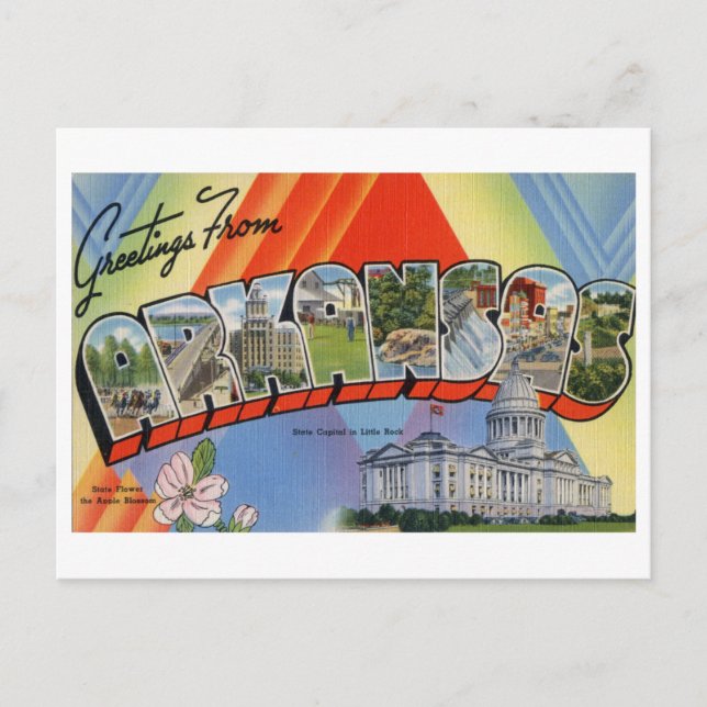 Vintage Greetings from Arkansas Postcard (Front)