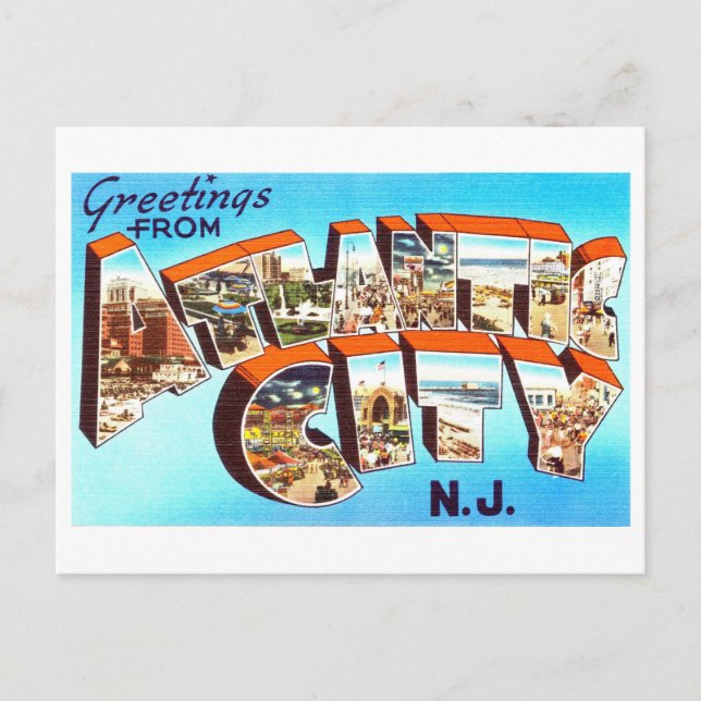 Vintage Greetings from Atlantic City, New Jersey Postcard (Front)