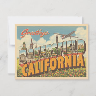 Vintage "Greetings from Bakersfield, California" Postcard
