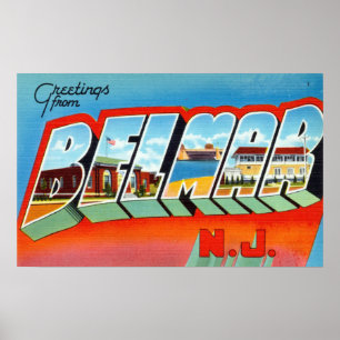 Vintage Greetings from Belmar New Jersey Travel Poster