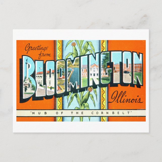 Vintage Greetings from Bloomington, Illinois, Postcard (Front)