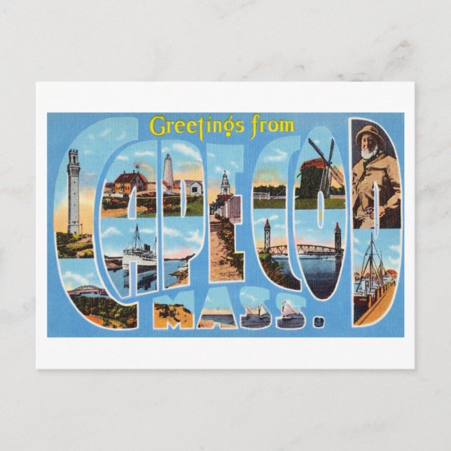 Vintage Greetings from Cape Cod, Massachusetts Postcard (Front)