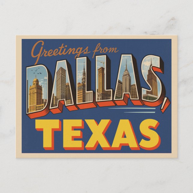 Vintage "Greetings from Dallas, Texas" Postcard (Front)