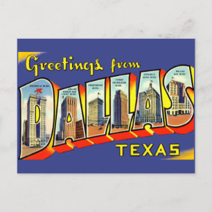Vintage Greetings From Dallas, Texas Travel Postcard