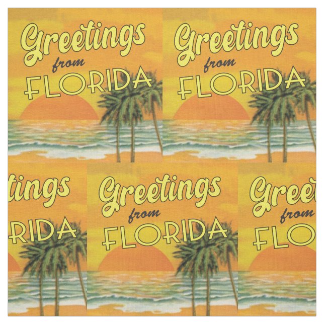 Vintage Greetings from Florida Pattern Fabric (Swatch)