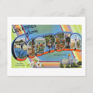 Vintage Greetings from Georgia Travel Poster Postcard
