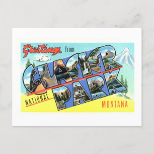 Vintage Greetings from Glacier National Park Postcard