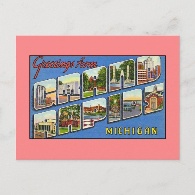 Vintage greetings from Grand Rapids MI Postcard (Front)