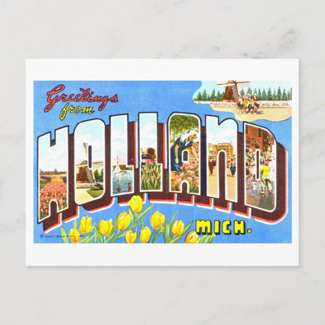 Vintage Greetings from Holland, Michigan, Postcard (Front)
