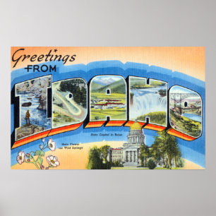 Vintage Greetings From Idaho Travel Poster