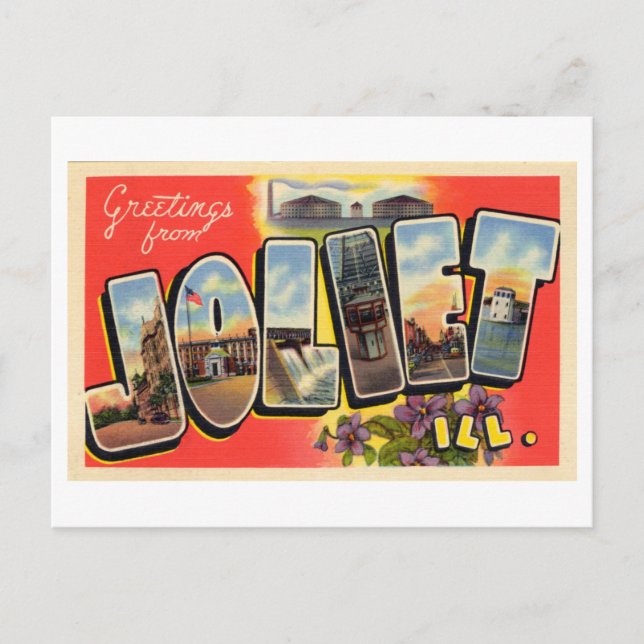 Vintage Greetings from Joliet, Illinois Postcard (Front)